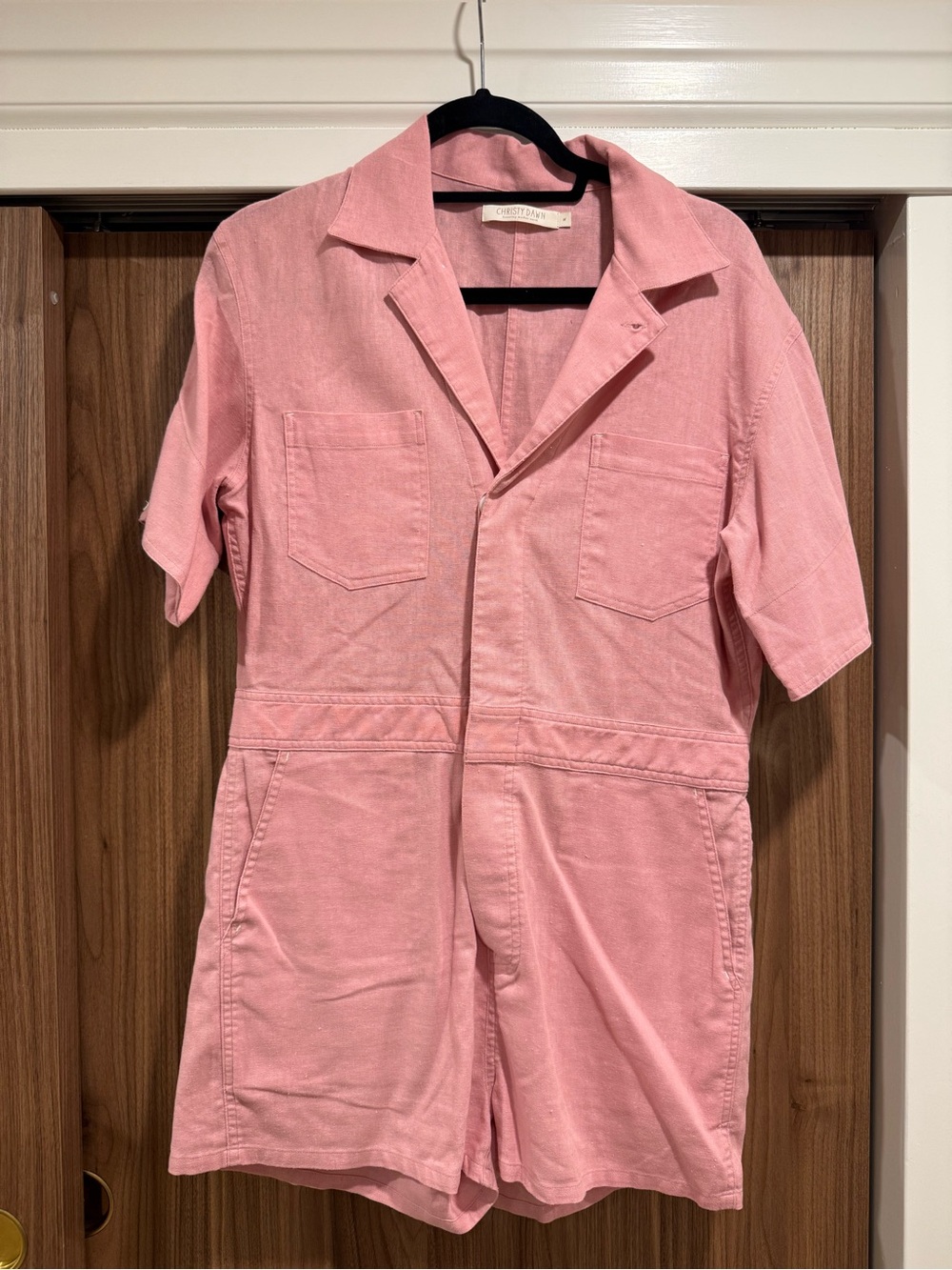 Christy Dawn Pink Short-Sleeve Cotton Romper One-Piece M